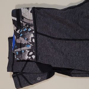 Lululemon Paced Rival Crop Leggings Blue Butterfly Waistband
